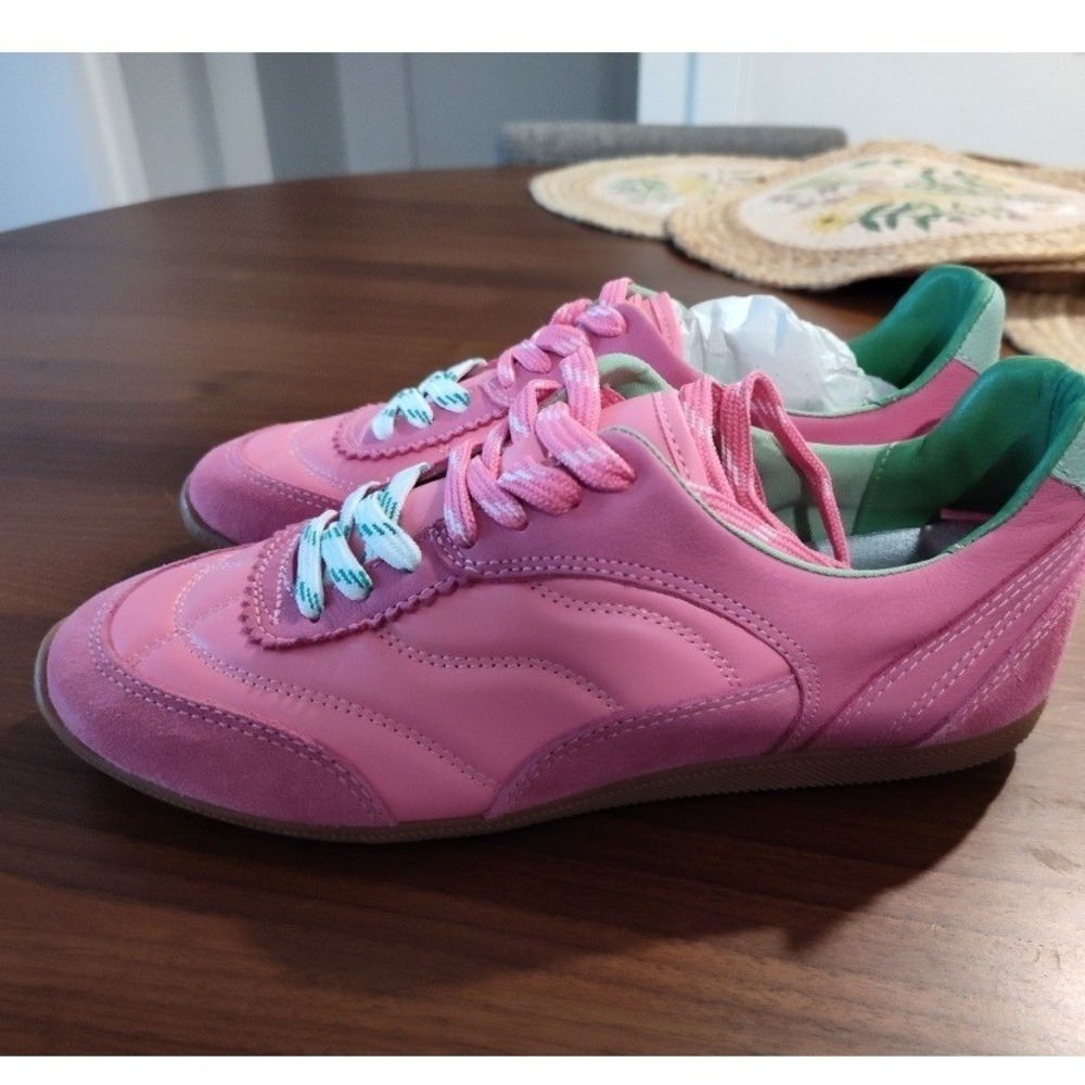 Dolce Vita Notice Sneakers Pink Green Leather Suede Low Top Gum Sole Retro